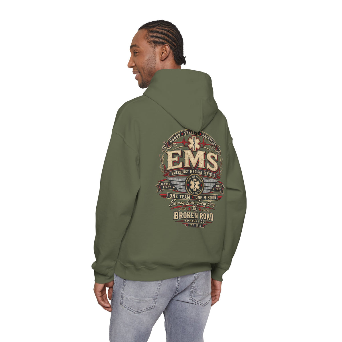 Honor • Service • Sacrifice™ | EMS Heavy Blend Hoodie | Broken Road Apparel Co.