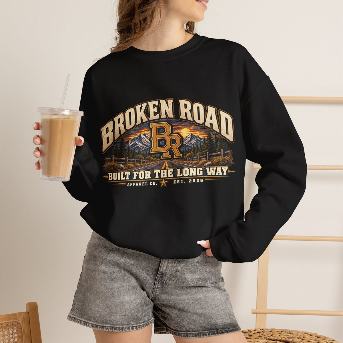 Built For The Long Way™ - Broken Road Gear | Heavy Blend Crewneck Sweatshirt | Broken Road Apparel Co.