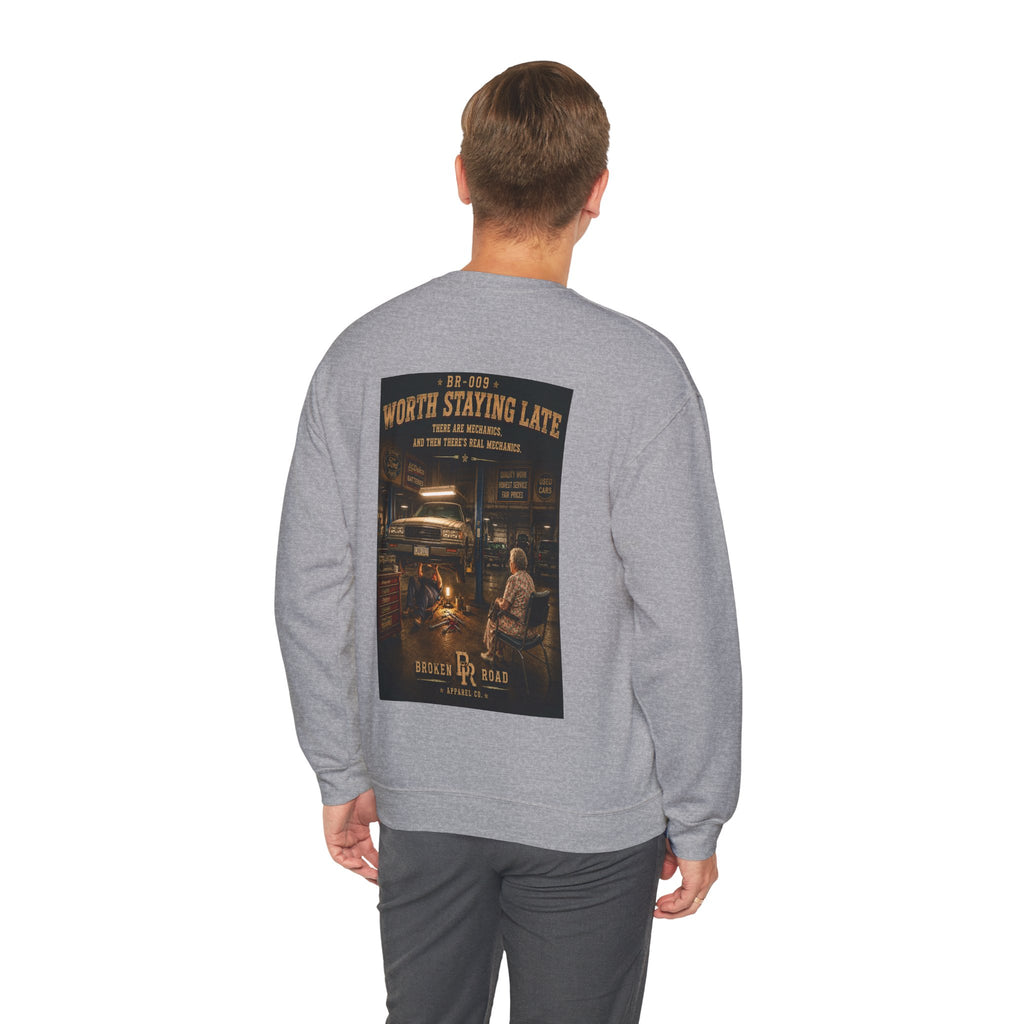 Worth Staying Late™ | Heavy Blend Crewneck Sweatshirt | Broken Road Apparel Co.