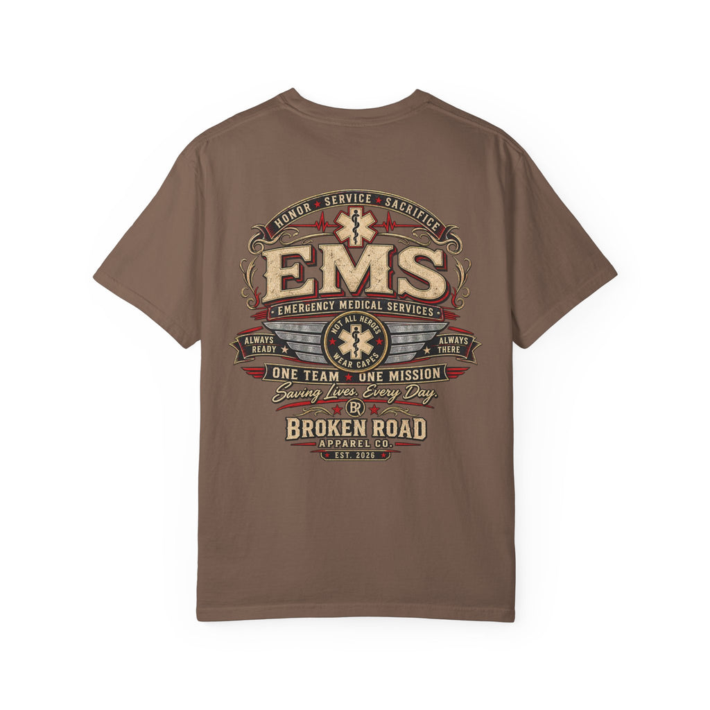 Honor • Service • Sacrifice – EMS T-Shirt™  | Premium Garment-Dyed T-Shirt | Broken Road Apparel Co.