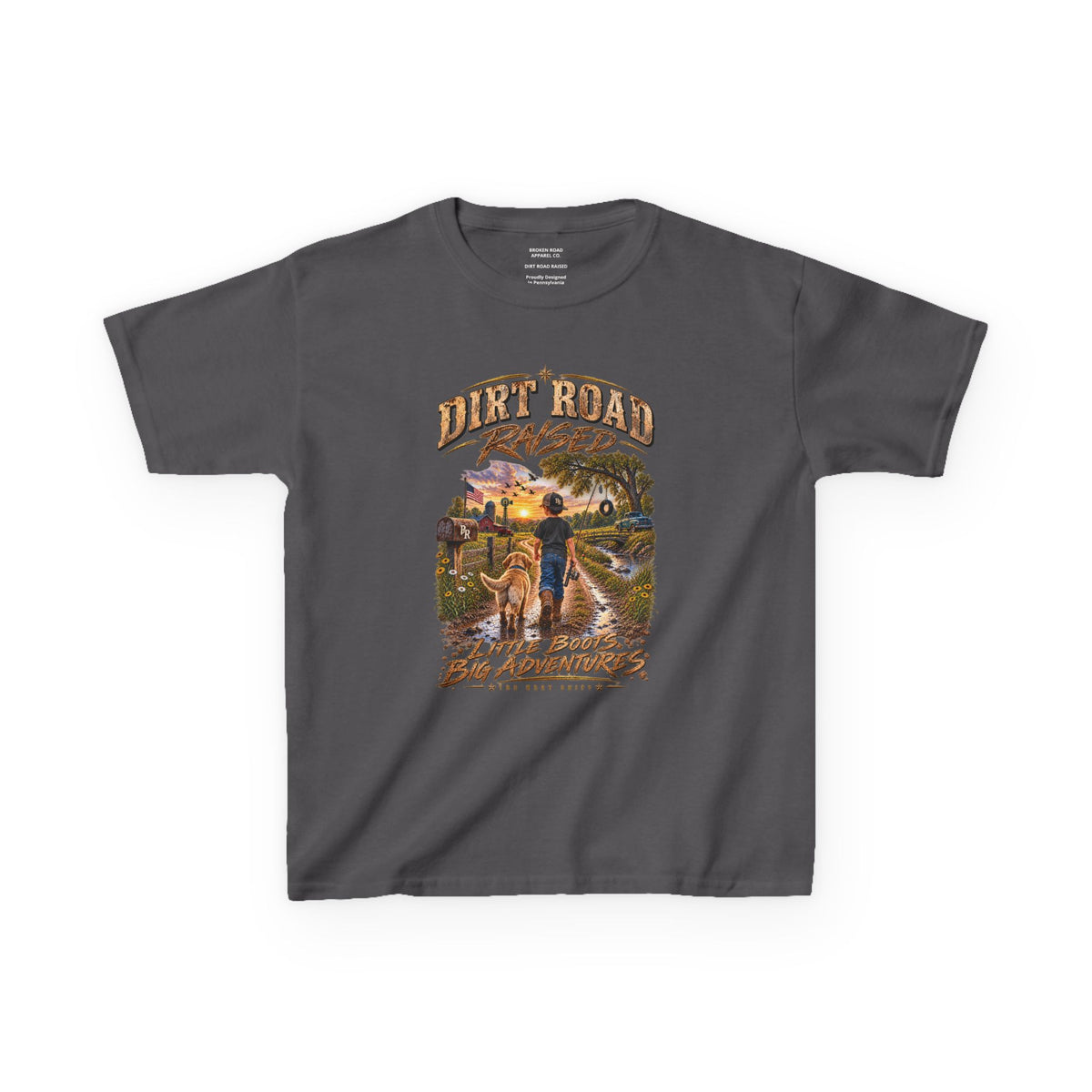 Dirt Road Raised – Male Kids Graphic Tee  | Broken Road Apparel Co.