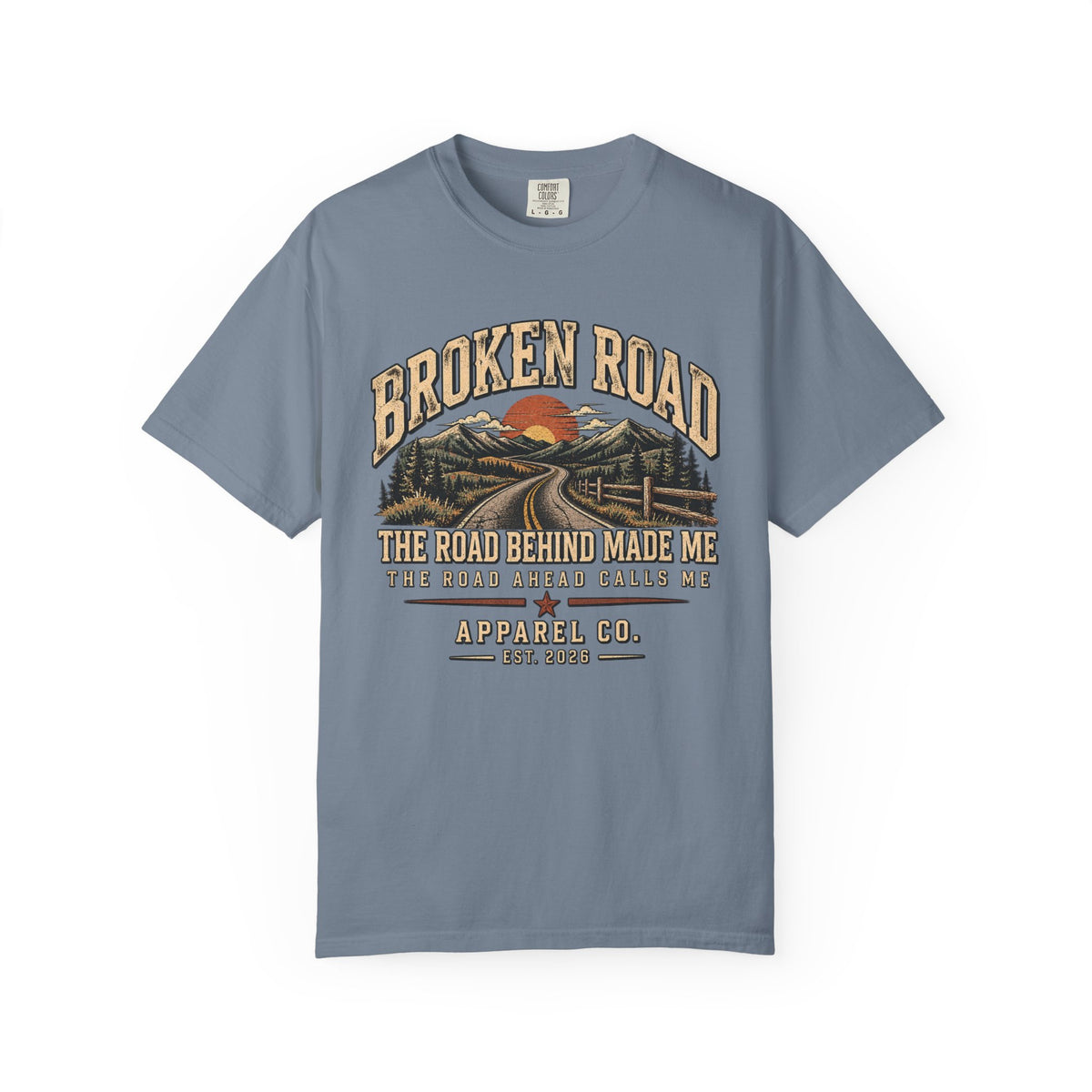 The Road Behind Made Me – Vintage Broken Road T-Shirt / Unisex Garment-Dyed T-shirt