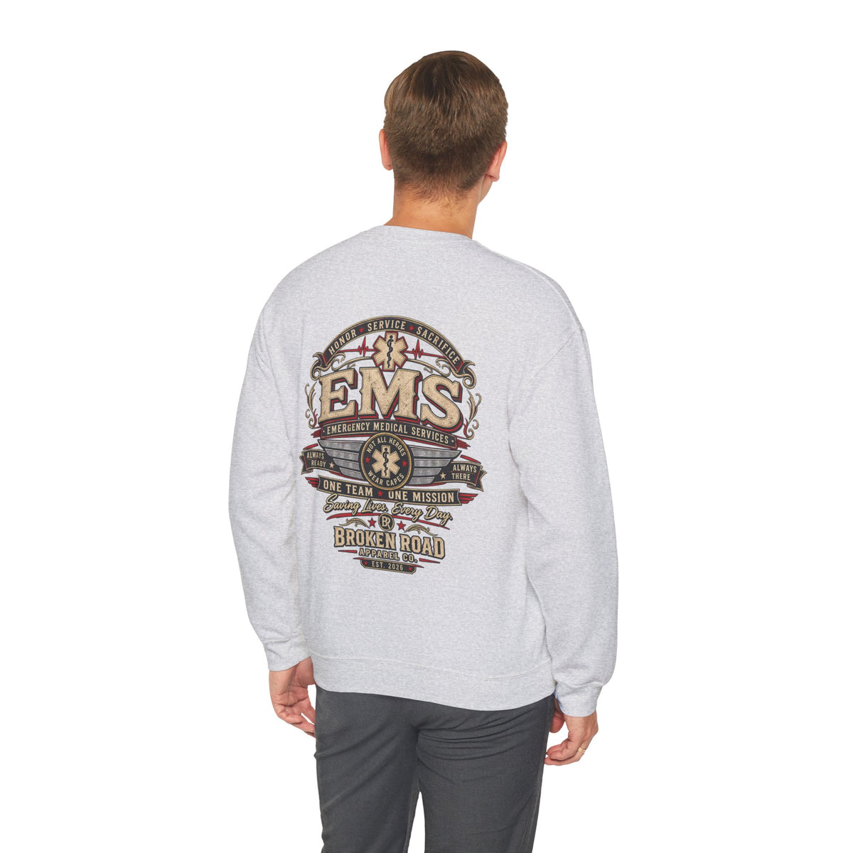 Honor • Service • Sacrifice™ - Broken Road Gear | EMS Heavy Blend Crewneck Sweatshirt | Broken Road Apparel Co.