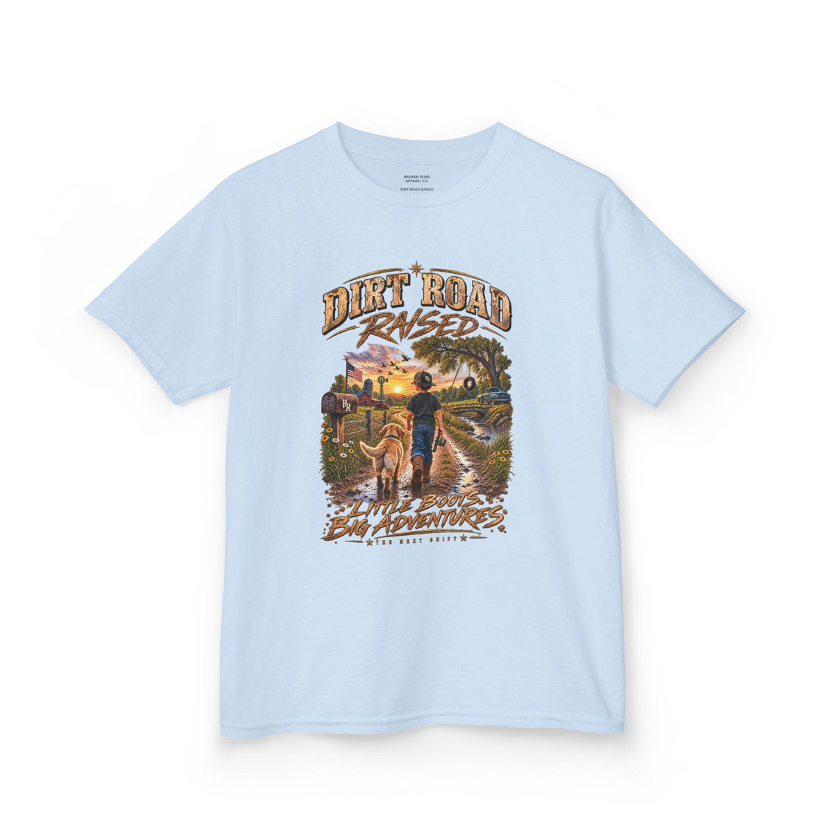 Dirt Road Raised – Male Kids Graphic Tee  | Broken Road Apparel Co.