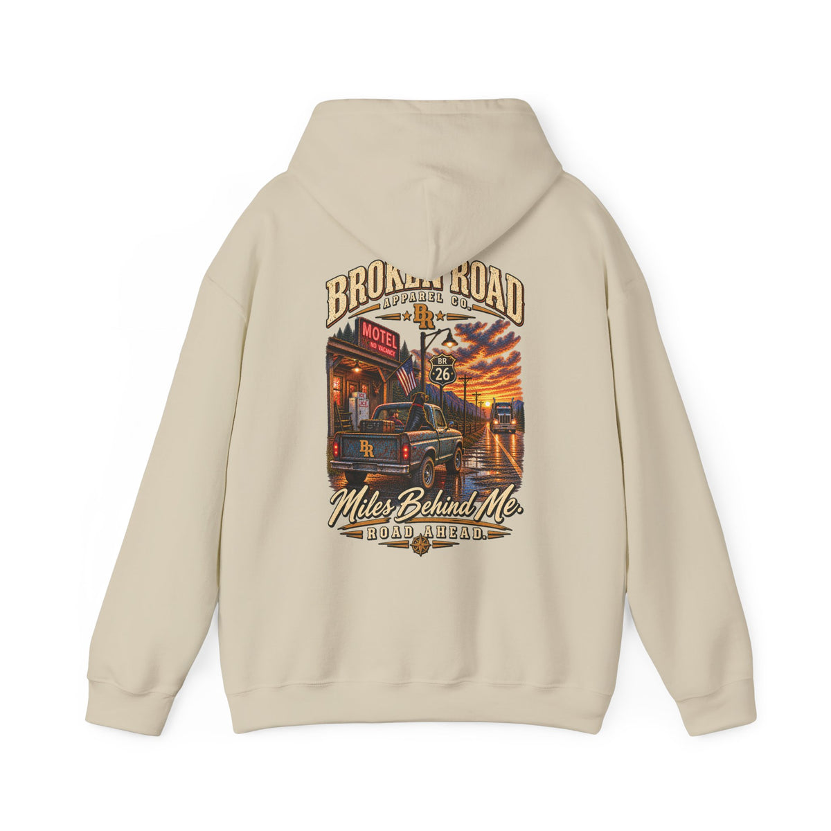 Miles Behind Me. Road Ahead.™ | Heavy Blend Hoodie | Broken Road Apparel Co.