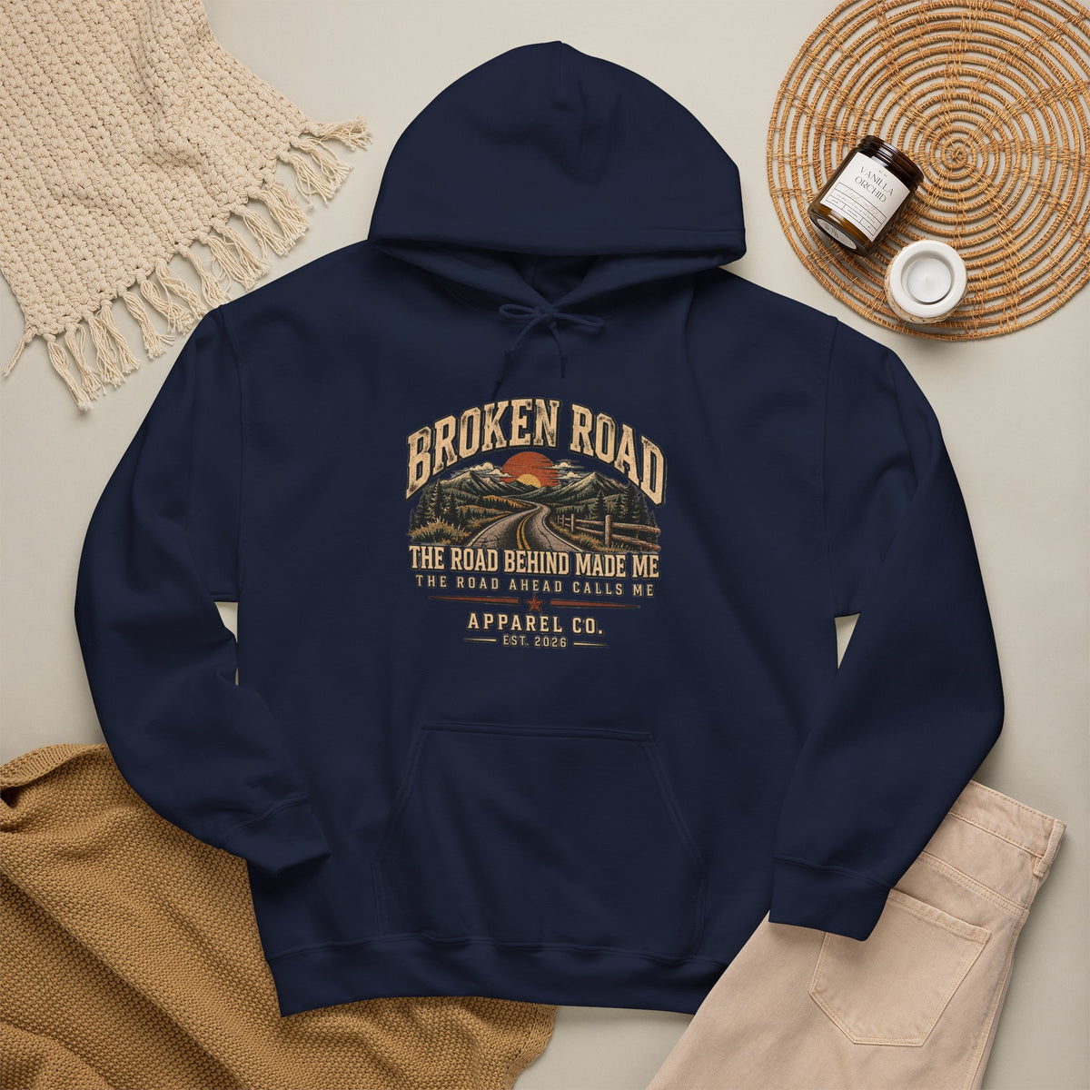 The Road Behind Made Me™ | Heavy Blend Hoodie | Broken Road Apparel Co.