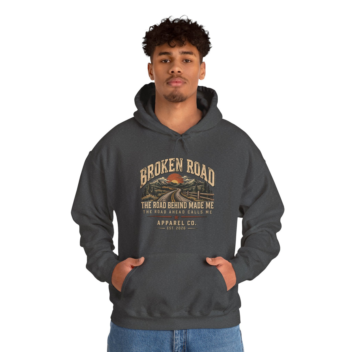 The Road Behind Made Me™ | Heavy Blend Hoodie | Broken Road Apparel Co.