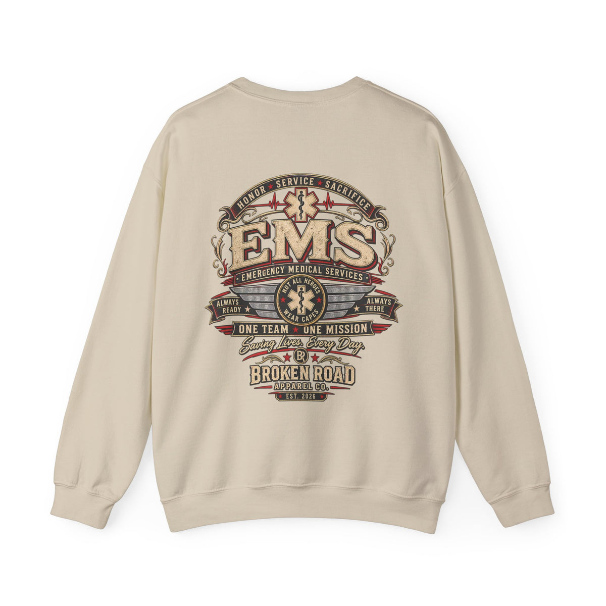 Honor • Service • Sacrifice™ - Broken Road Gear | EMS Heavy Blend Crewneck Sweatshirt | Broken Road Apparel Co.