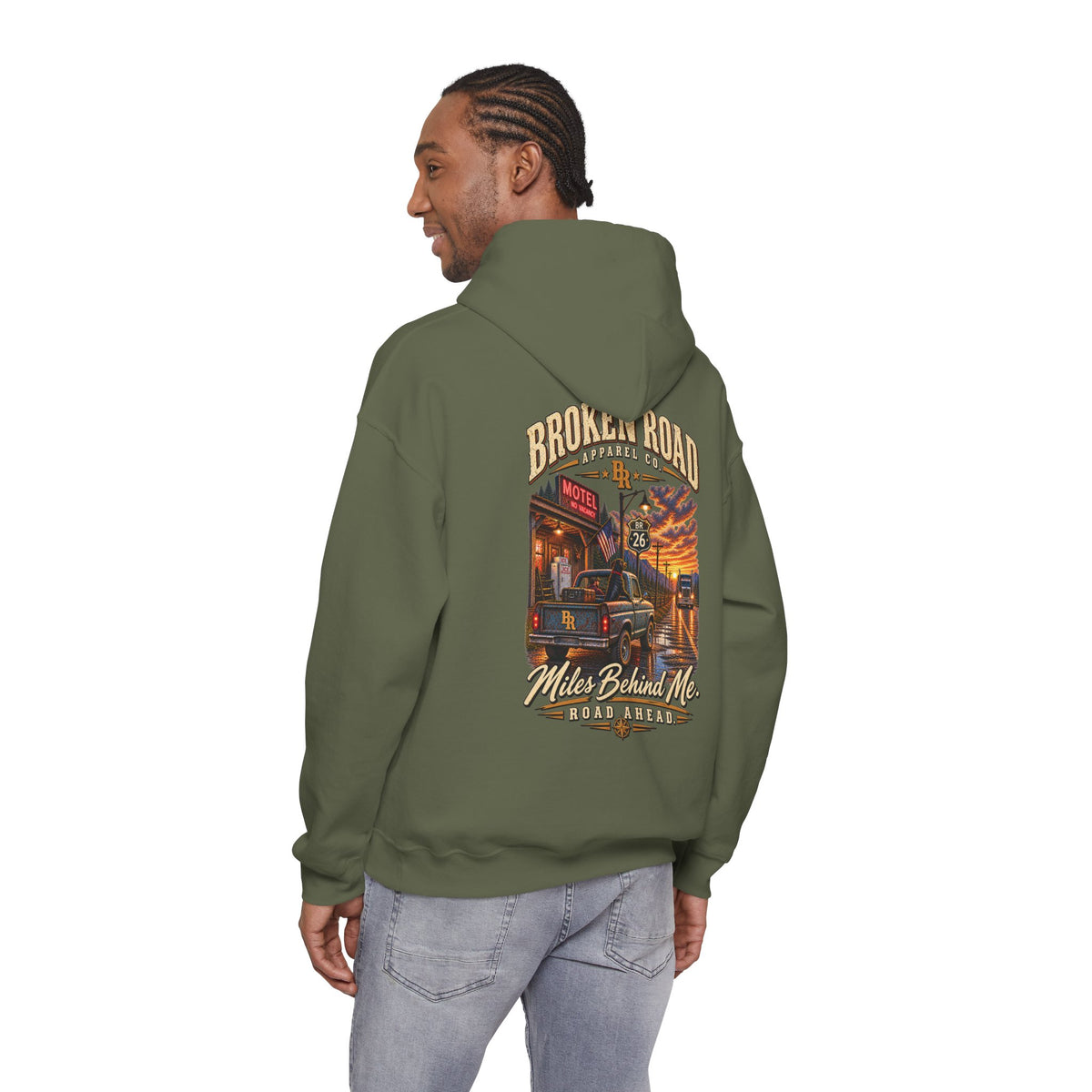 Miles Behind Me. Road Ahead.™ | Heavy Blend Hoodie | Broken Road Apparel Co.