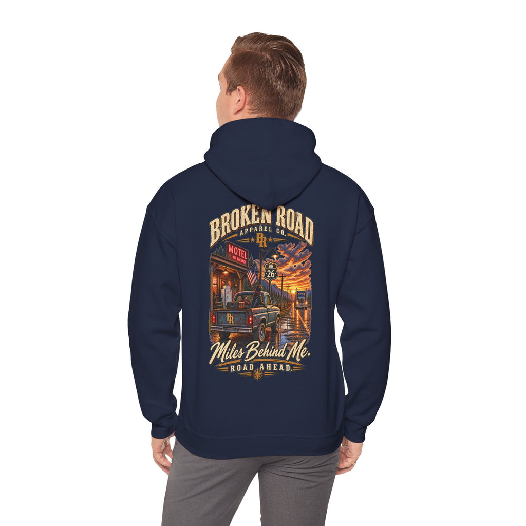 Miles Behind Me. Road Ahead.™ | Heavy Blend Hoodie | Broken Road Apparel Co.