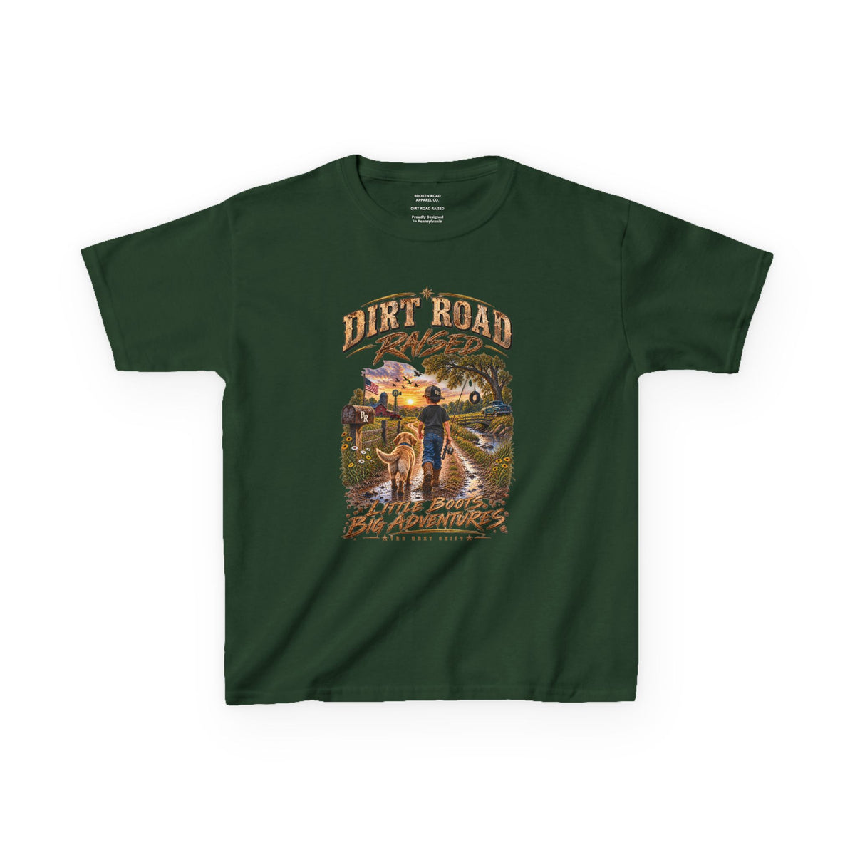 Dirt Road Raised – Male Kids Graphic Tee  | Broken Road Apparel Co.
