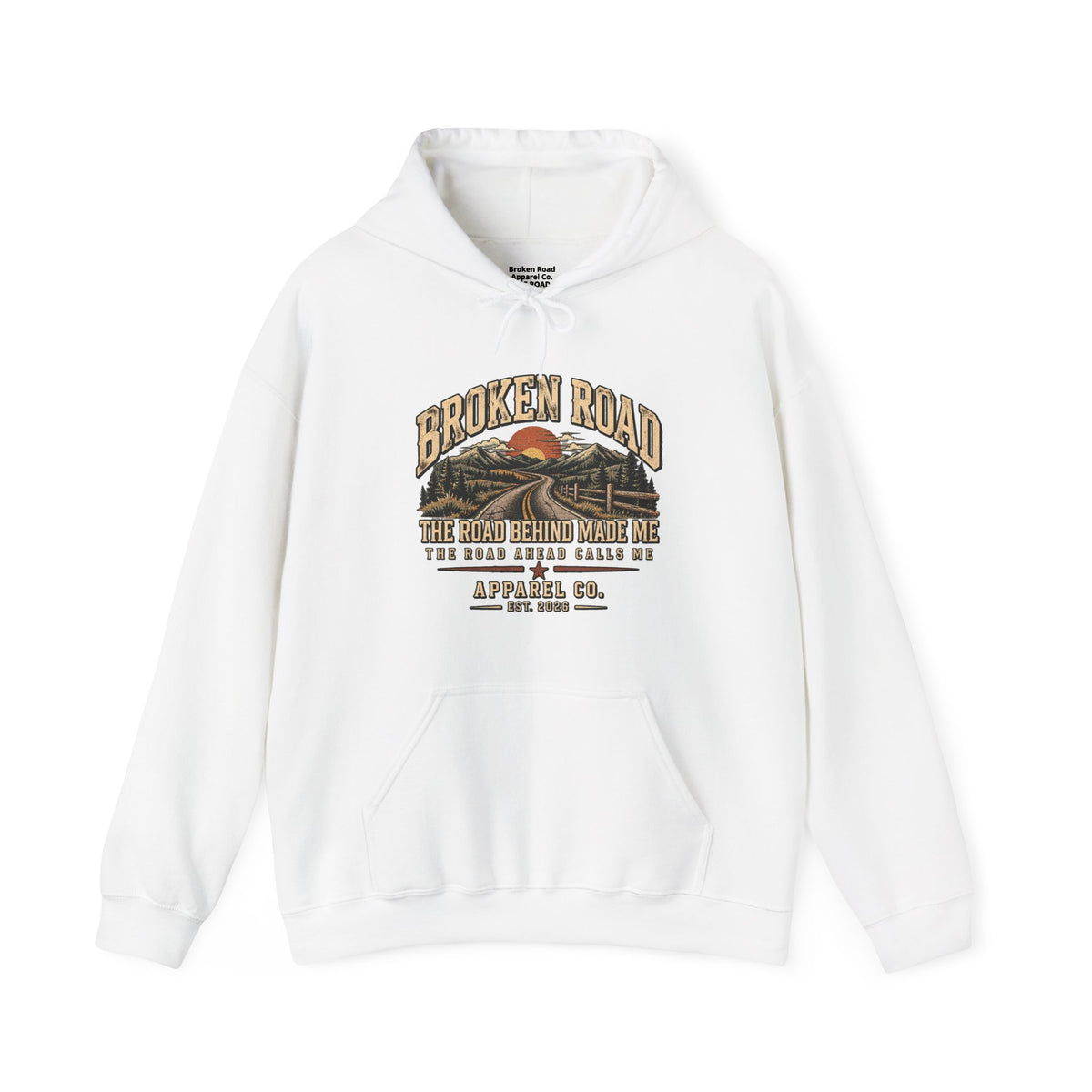 The Road Behind Made Me™ | Heavy Blend Hoodie | Broken Road Apparel Co.