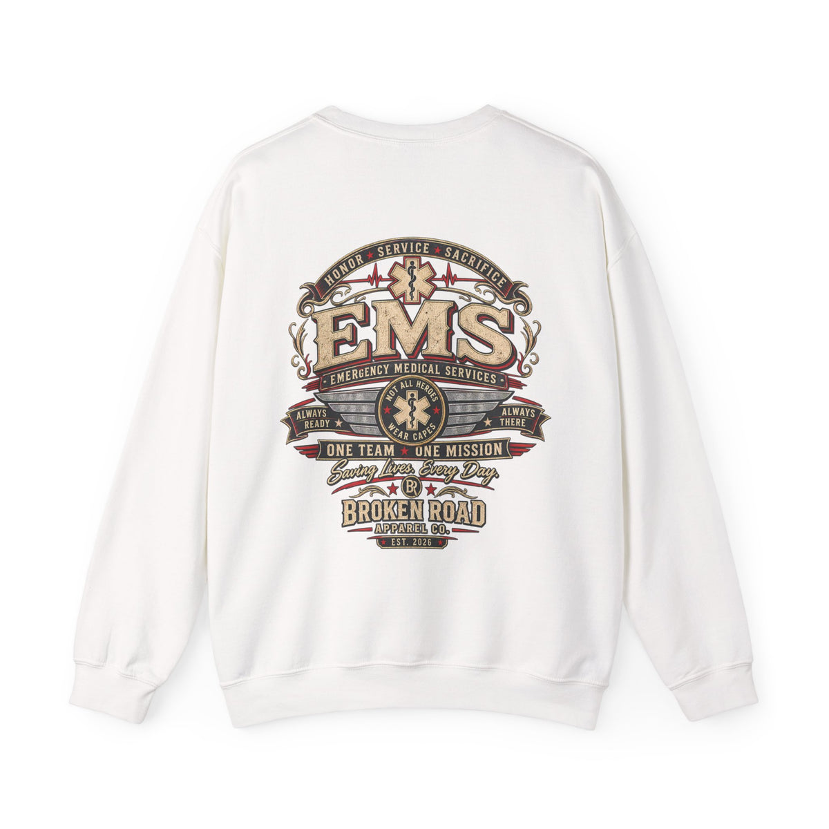 Honor • Service • Sacrifice™ - Broken Road Gear | EMS Heavy Blend Crewneck Sweatshirt | Broken Road Apparel Co.