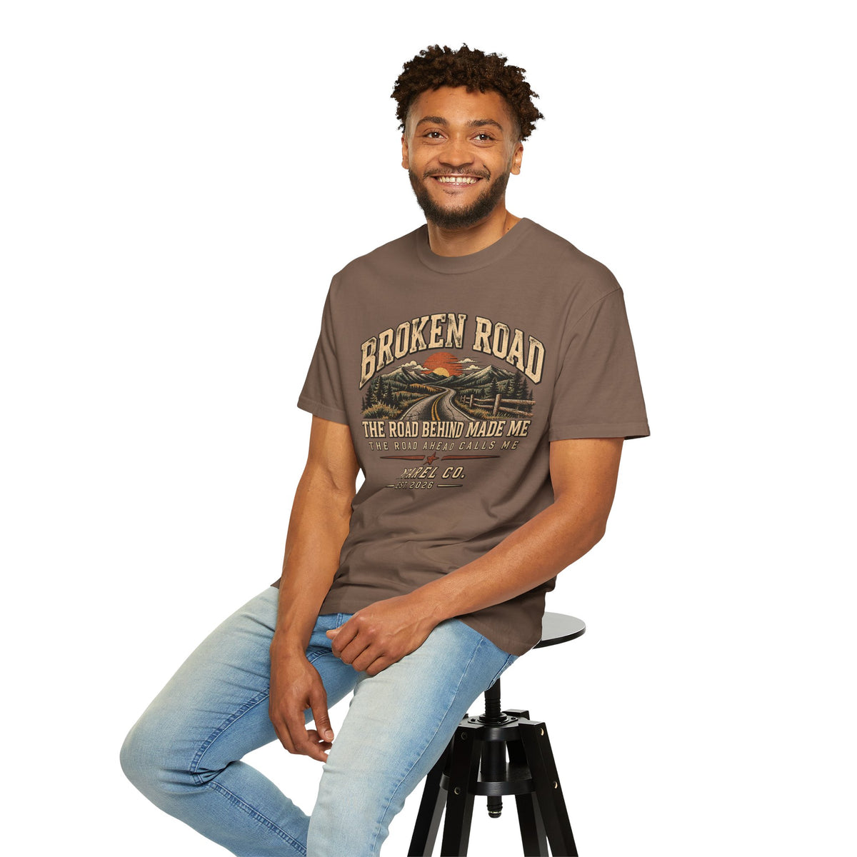 The Road Behind Made Me – Vintage Broken Road T-Shirt / Unisex Garment-Dyed T-shirt