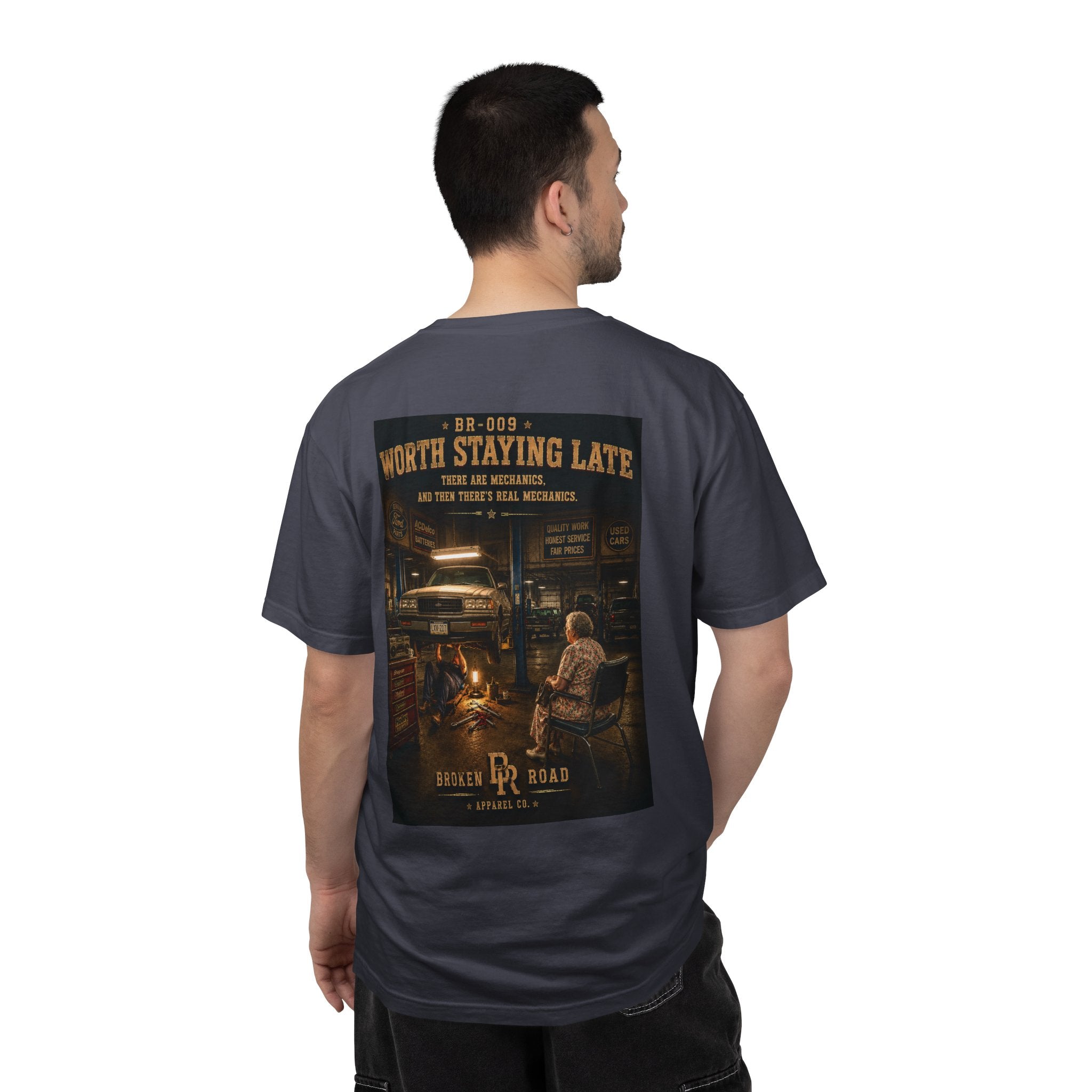 Worth Staying Late™ | Premium Garment-Dyed T-Shirt | Broken Road Apparel Co.