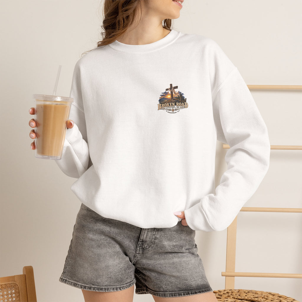 Walk By Faith — The Narrow Road Collection™ | Heavy Blend Crewneck Sweatshirt | Broken Road Apparel Co.