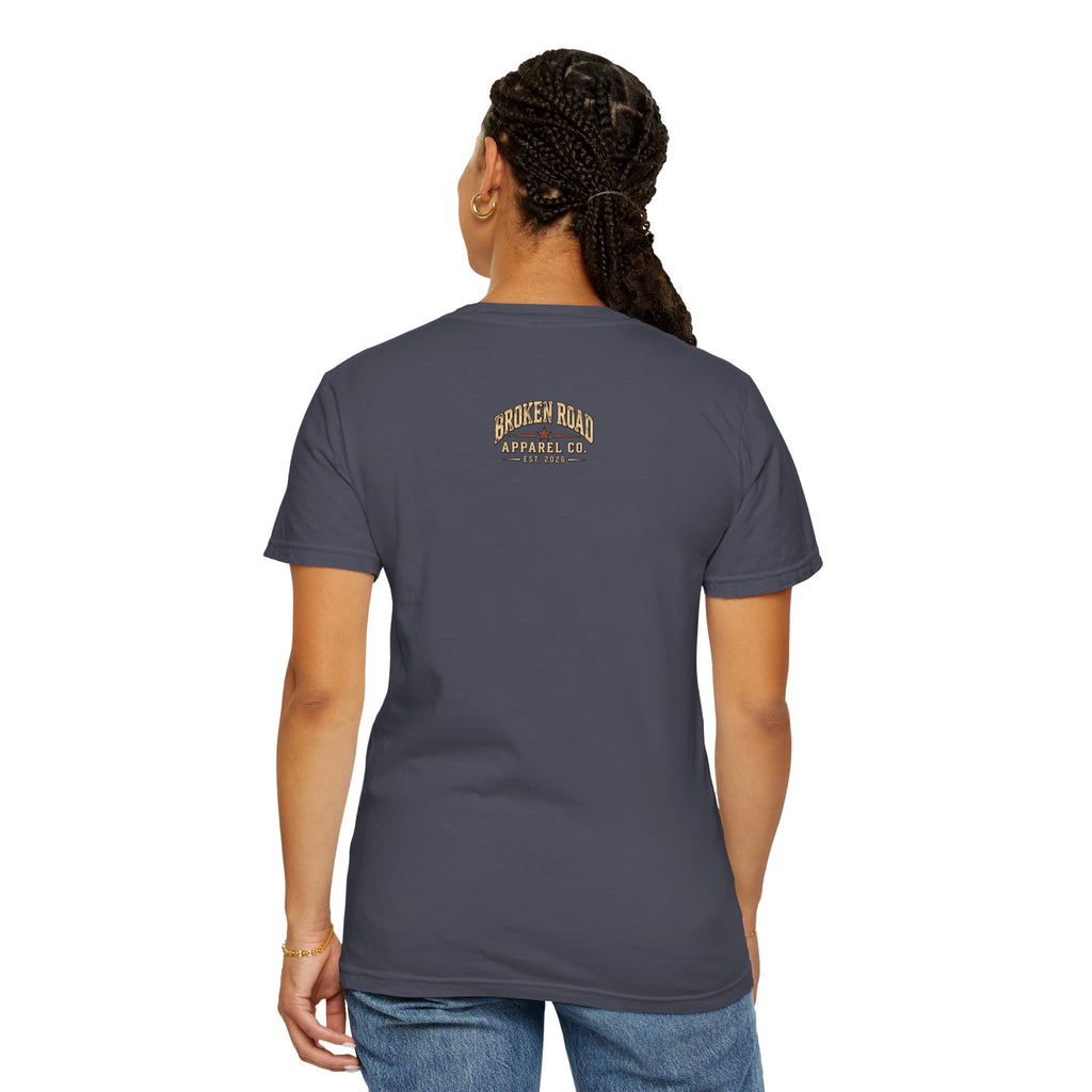 The Road Behind Made Me – Vintage Broken Road T-Shirt / Unisex Garment-Dyed T-shirt