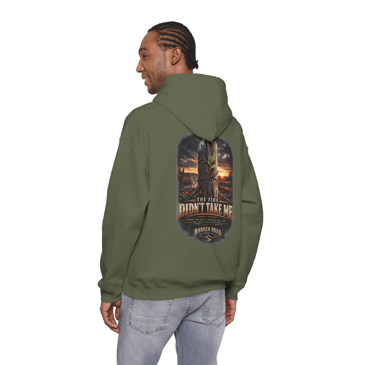 The Fire Didn't Take Me™ - The Narrow Road Collection | Heavy Blend Hoodie | Broken Road Apparel Co.