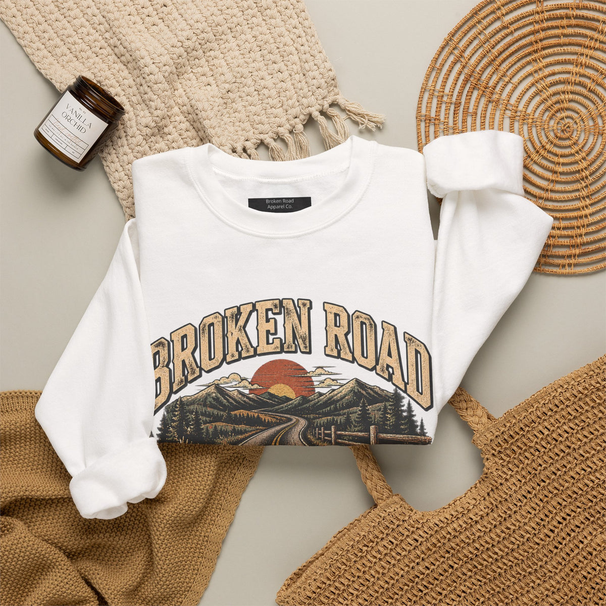 The Road Behind Made Me™ - Broken Road Gear | EMS Heavy Blend Crewneck Sweatshirt | Broken Road Apparel Co.