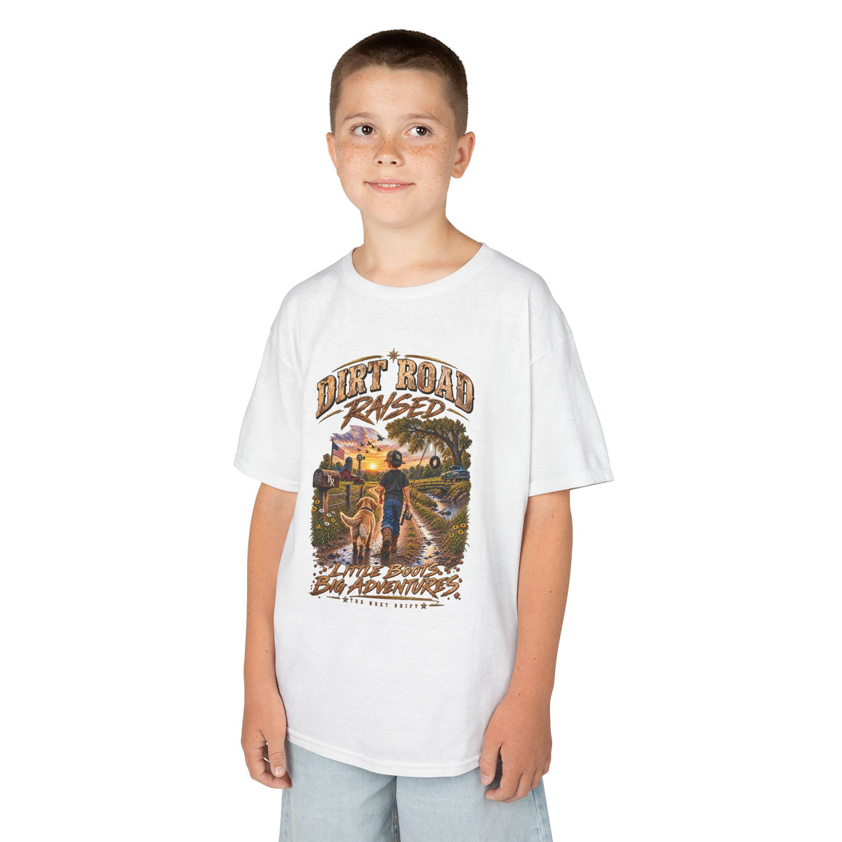 Dirt Road Raised – Male Kids Graphic Tee  | Broken Road Apparel Co.