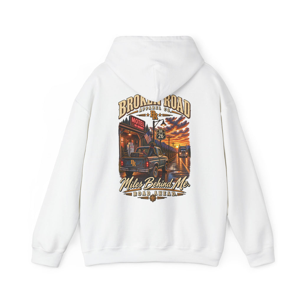 Miles Behind Me. Road Ahead.™ | Heavy Blend Hoodie | Broken Road Apparel Co.