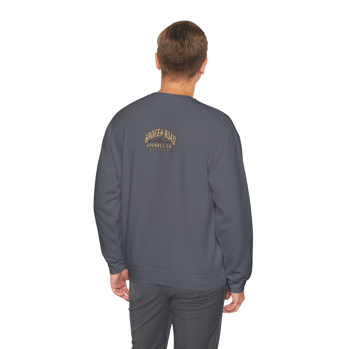 The Road Behind Made Me™ - Broken Road Gear | EMS Heavy Blend Crewneck Sweatshirt | Broken Road Apparel Co.