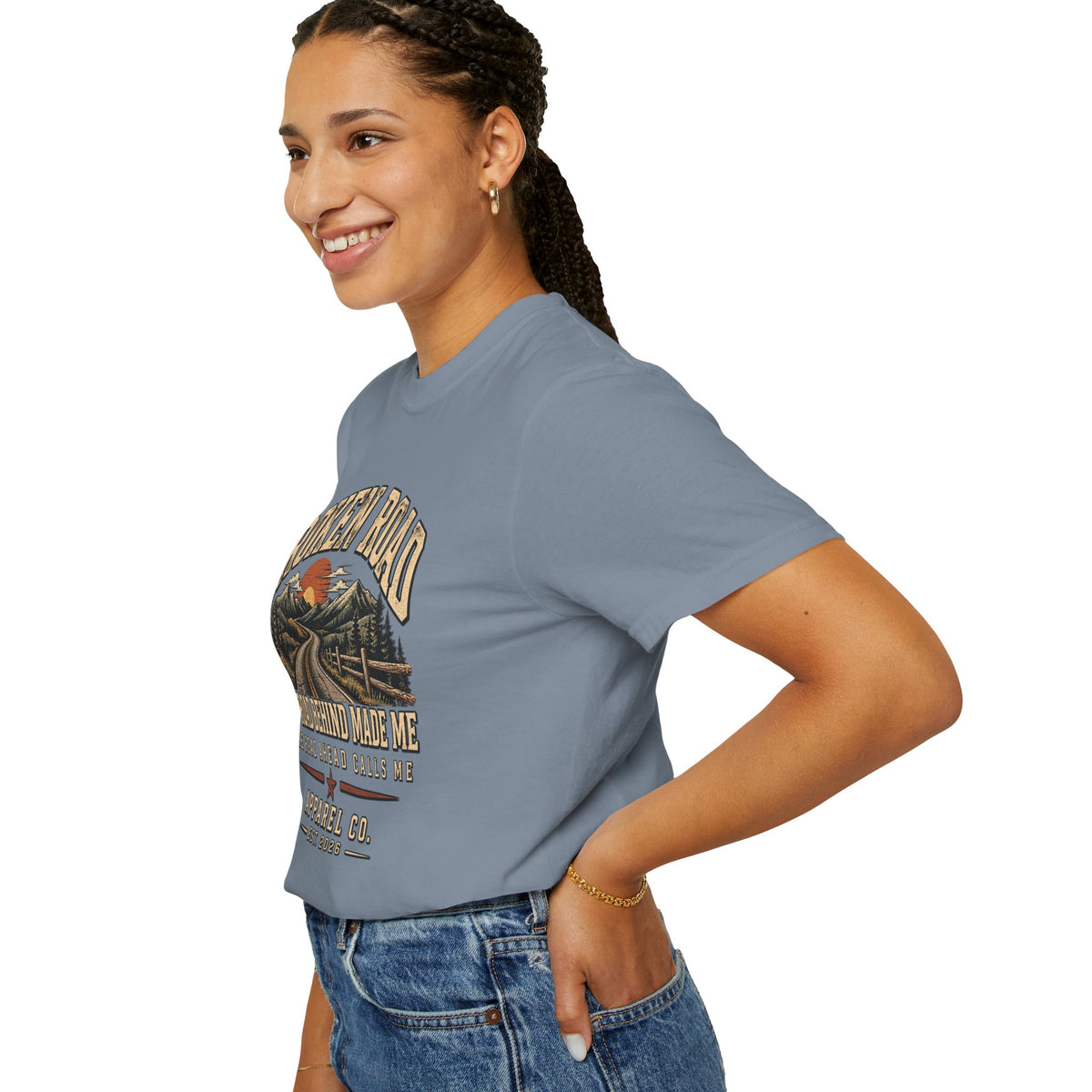 The Road Behind Made Me – Vintage Broken Road T-Shirt / Unisex Garment-Dyed T-shirt