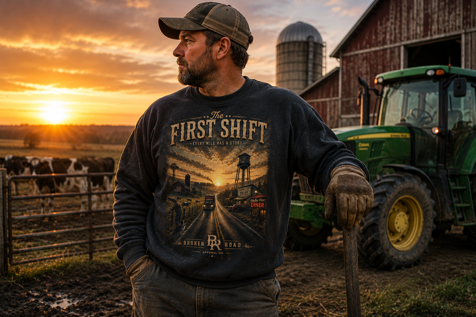 The First Shift™ | Heavy Blend Crewneck Sweatshirt | Broken Road Apparel Co.