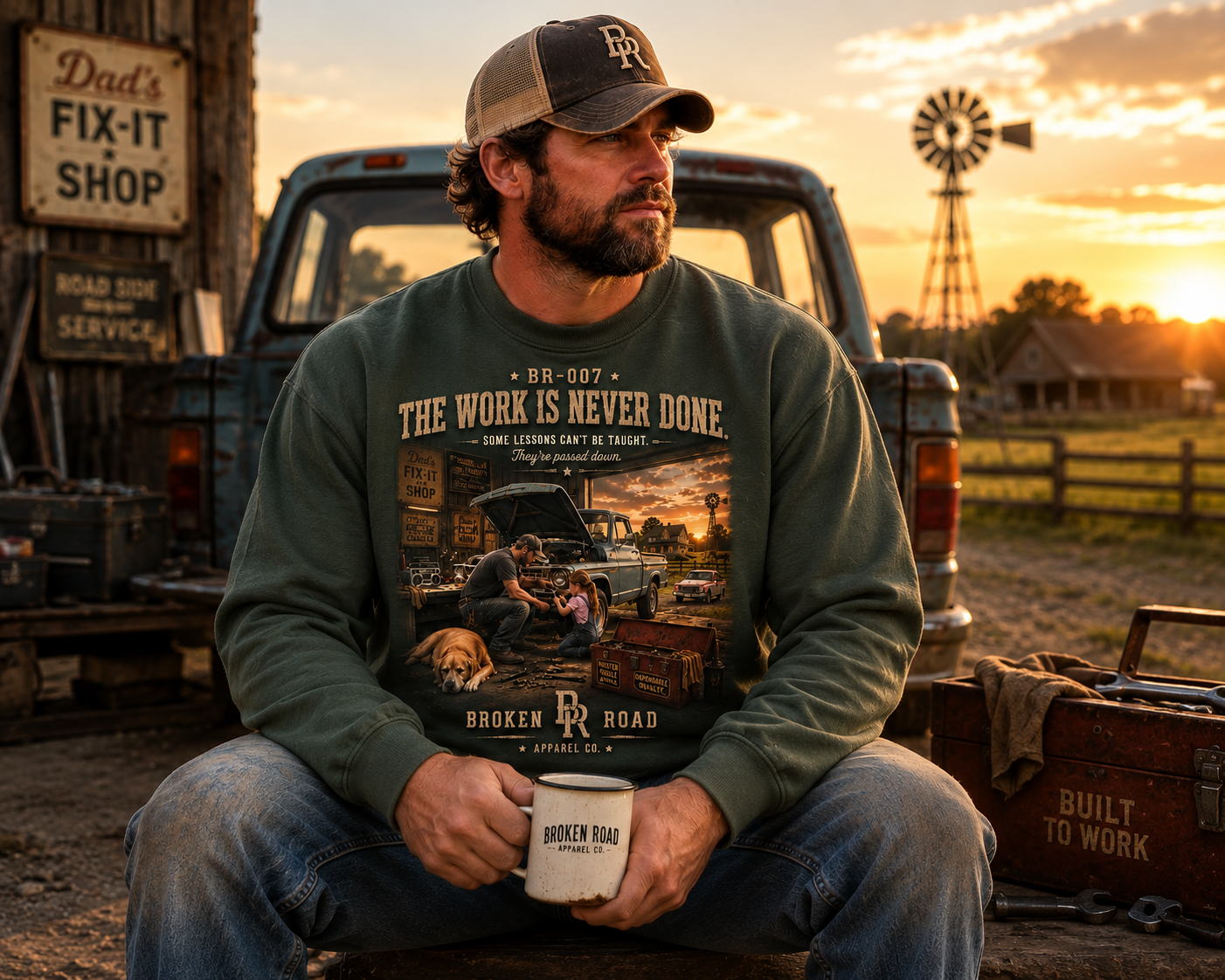 The Work Is Never Done™ | Heavy Blend Crewneck Sweatshirt | Broken Road Apparel Co.