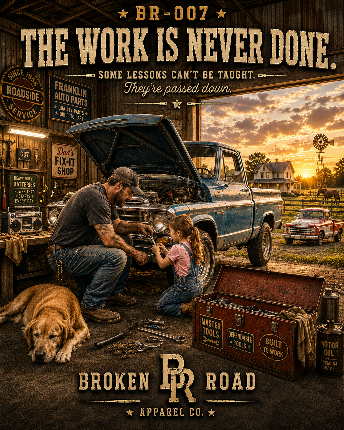 The Work Is Never Done™ | Heavy Blend Crewneck Sweatshirt | Broken Road Apparel Co.