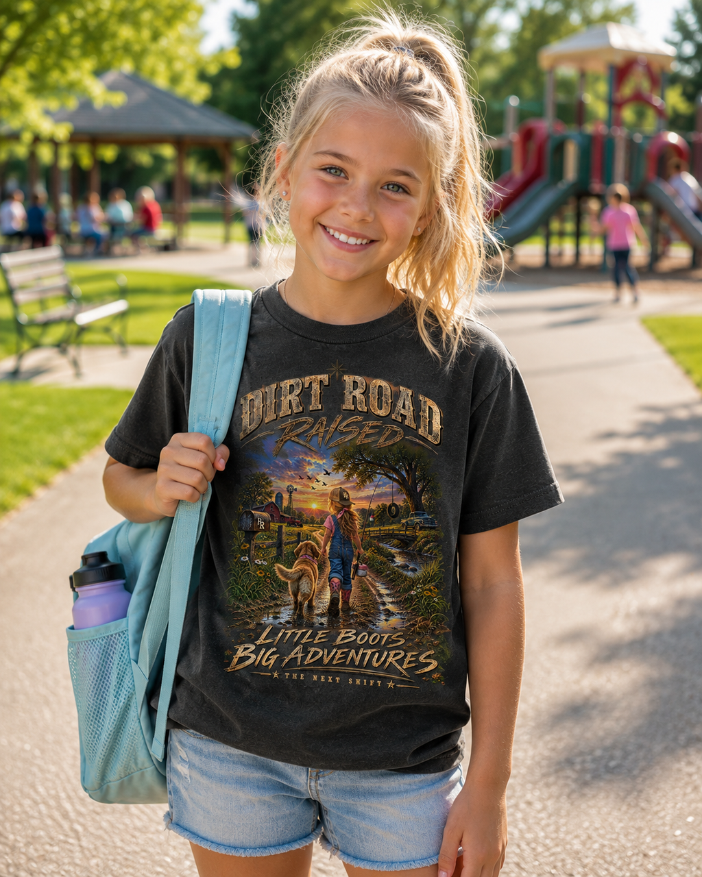 Dirt Road Raised – Female Kids Graphic Tee  | Broken Road Apparel Co.