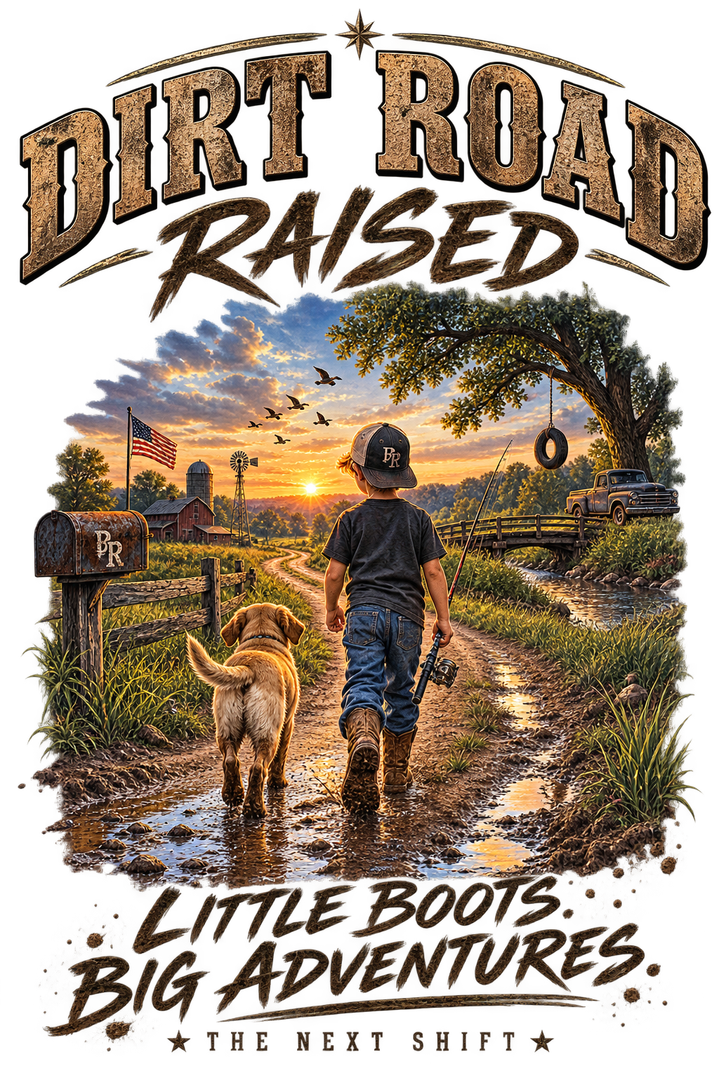 Dirt Road Raised – Male Kids Graphic Tee  | Broken Road Apparel Co.