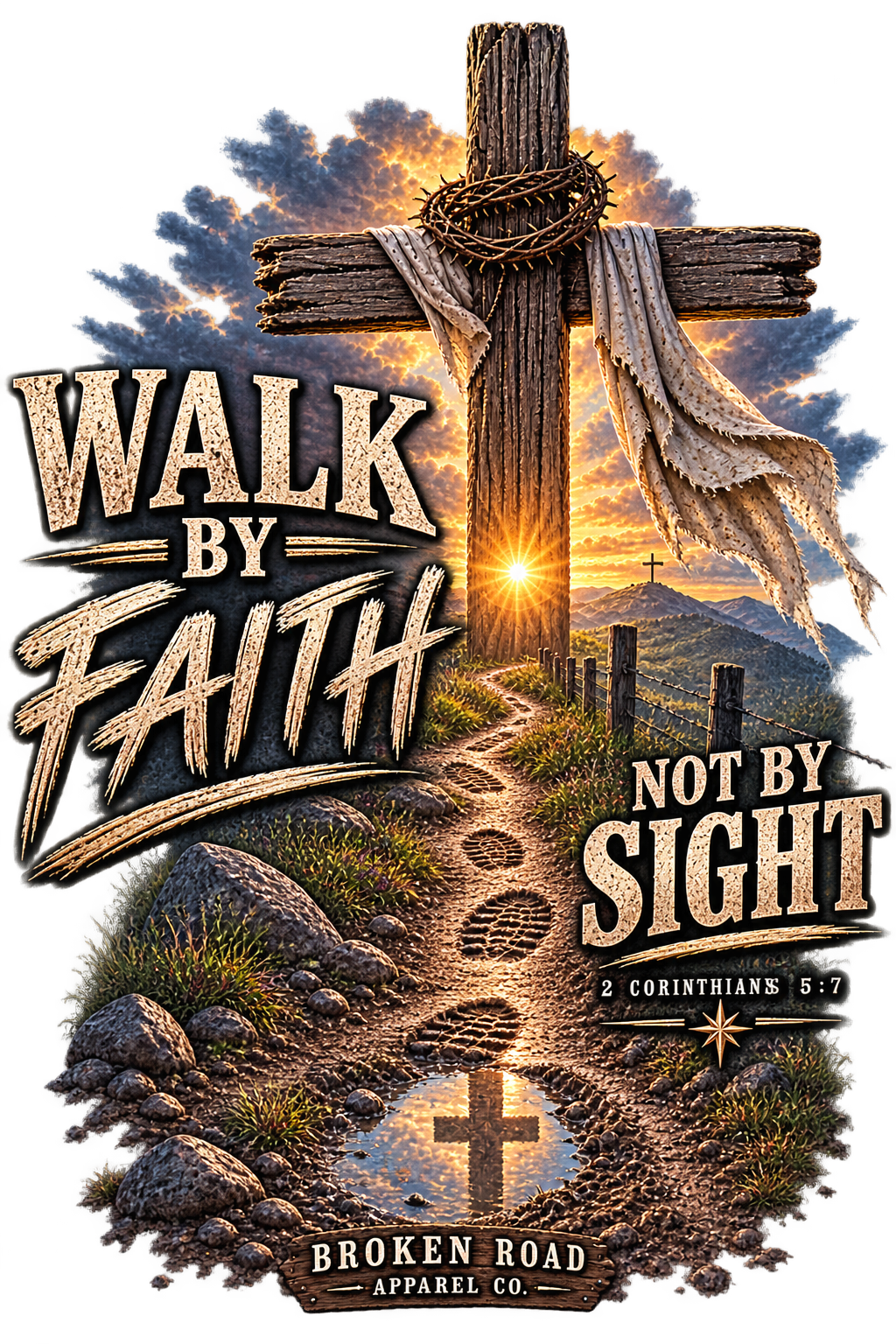 Walk By Faith — The Narrow Road Collection™ | Premium Garment-Dyed T-Shirt | Broken Road Apparel Co.