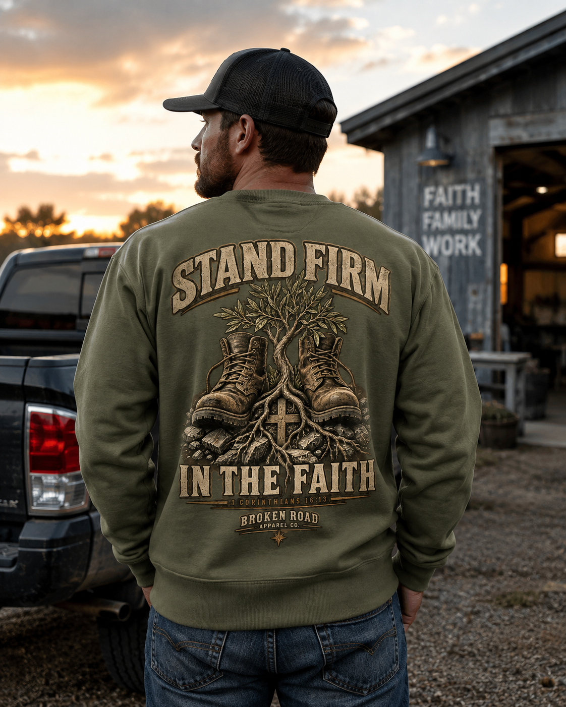 Stand Firm™ - The Narrow Road Collection | Heavy Blend Crewneck Sweatshirt | Broken Road Apparel Co.