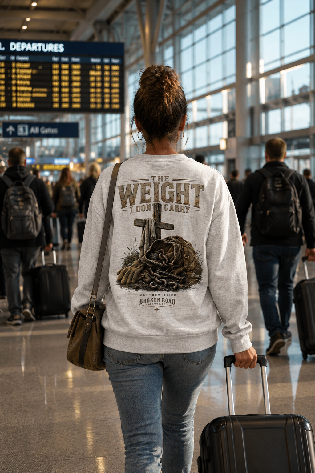 The Weight I Don't Carry™ - The Narrow Road Collection | Heavy Blend Crewneck Sweatshirt | Broken Road Apparel Co.
