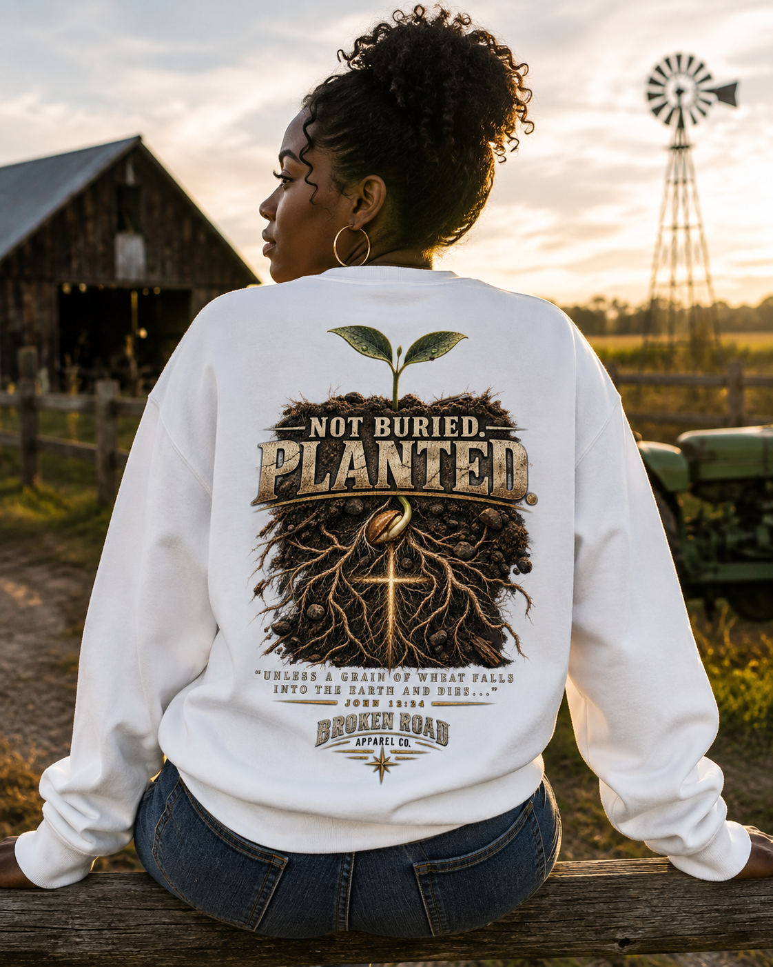 Not Buried. Planted.™ - The Narrow Road Collection | Heavy Blend Crewneck Sweatshirt | Broken Road Apparel Co.