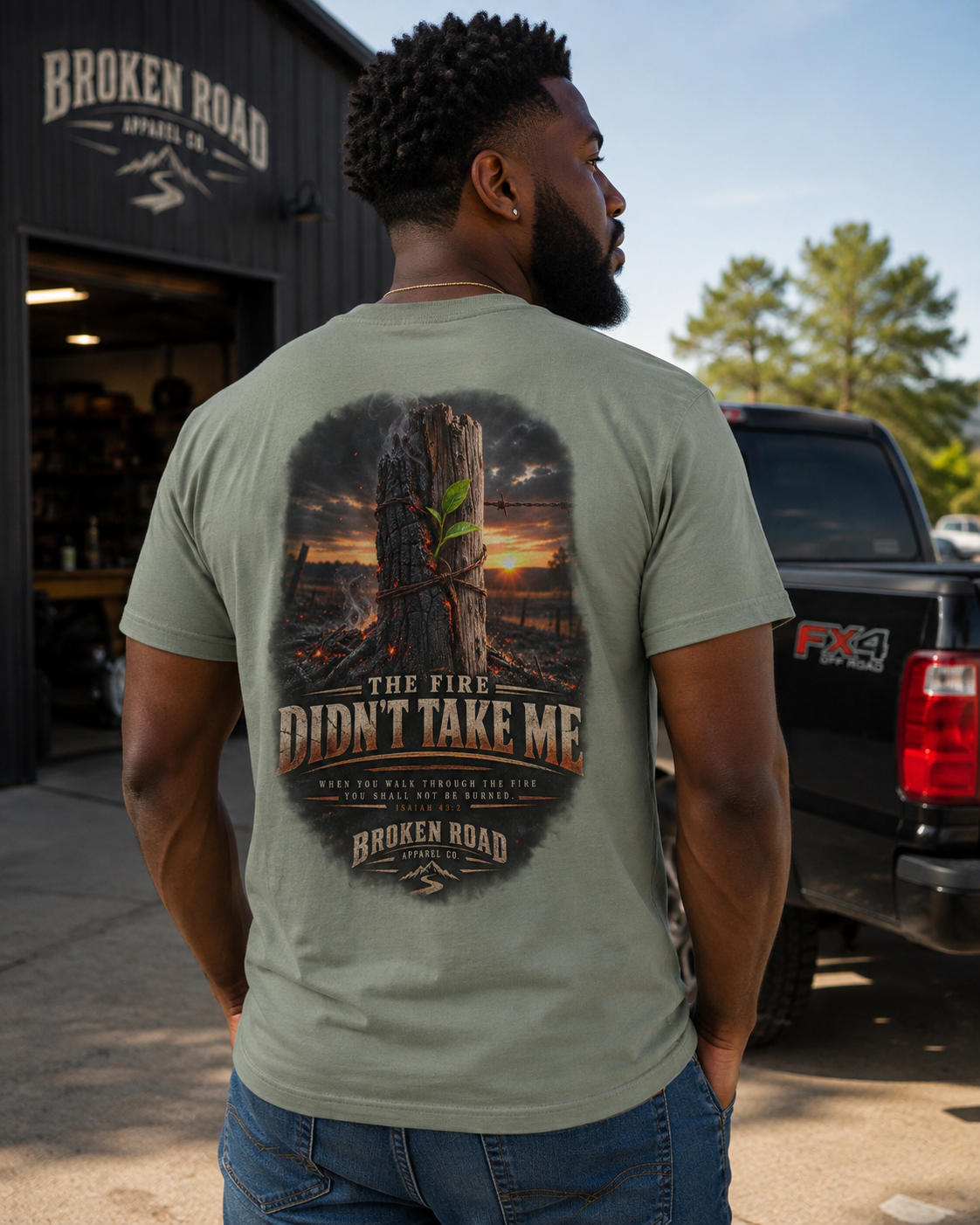 The Fire Didn't Take Me™ - The Narrow Road Collection | Premium Garment-Dyed T-Shirt | Broken Road Apparel Co.