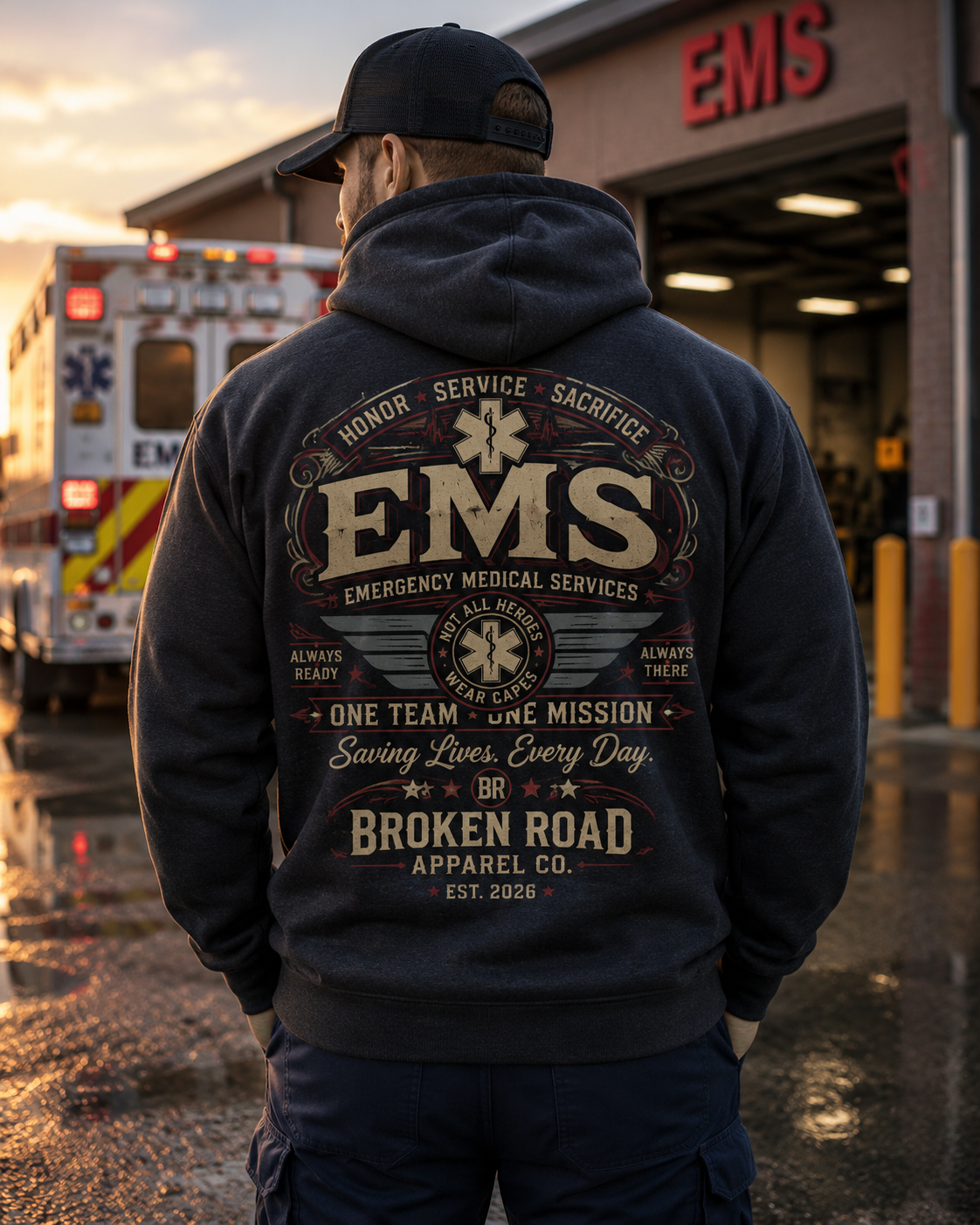 Honor • Service • Sacrifice™ | EMS Heavy Blend Hoodie | Broken Road Apparel Co.