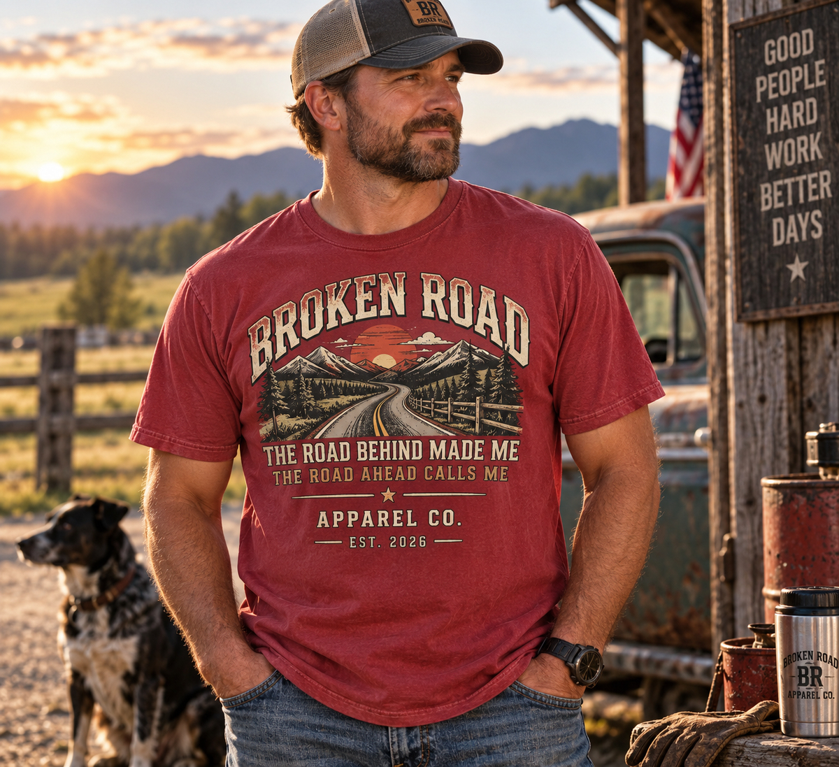 The Road Behind Made Me – Vintage Broken Road T-Shirt / Unisex Garment-Dyed T-shirt