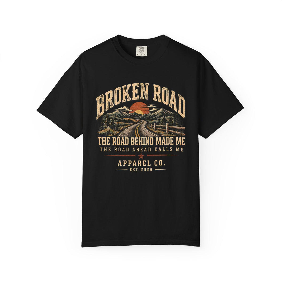 The Road Behind Made Me – Vintage Broken Road T-Shirt / Unisex Garment-Dyed T-shirt