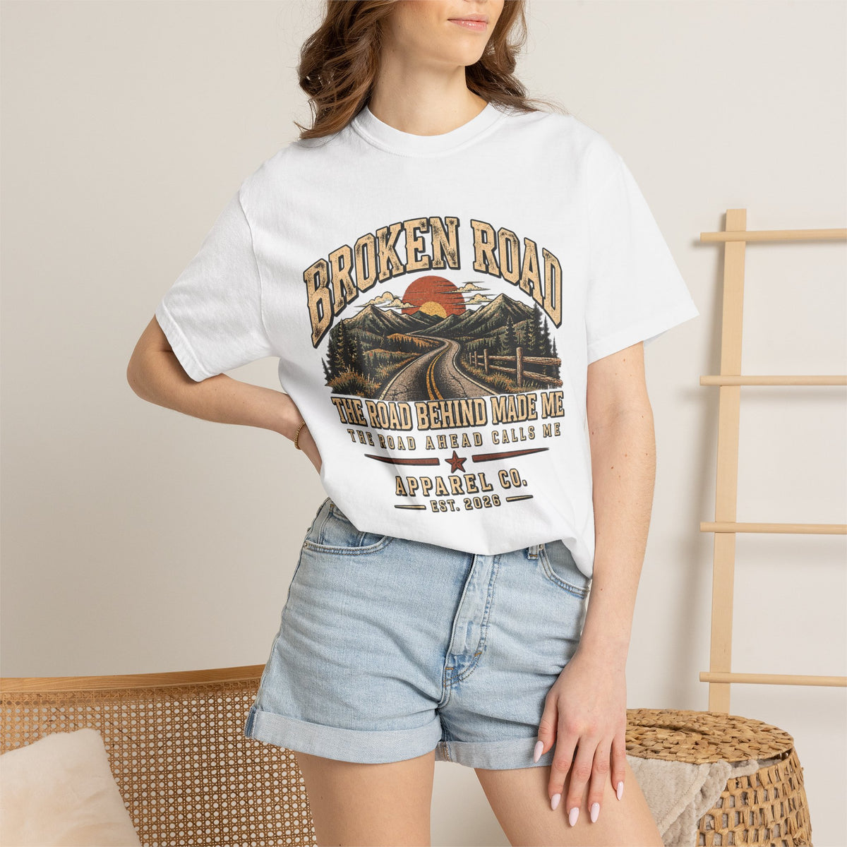 The Road Behind Made Me – Vintage Broken Road T-Shirt / Unisex Garment-Dyed T-shirt