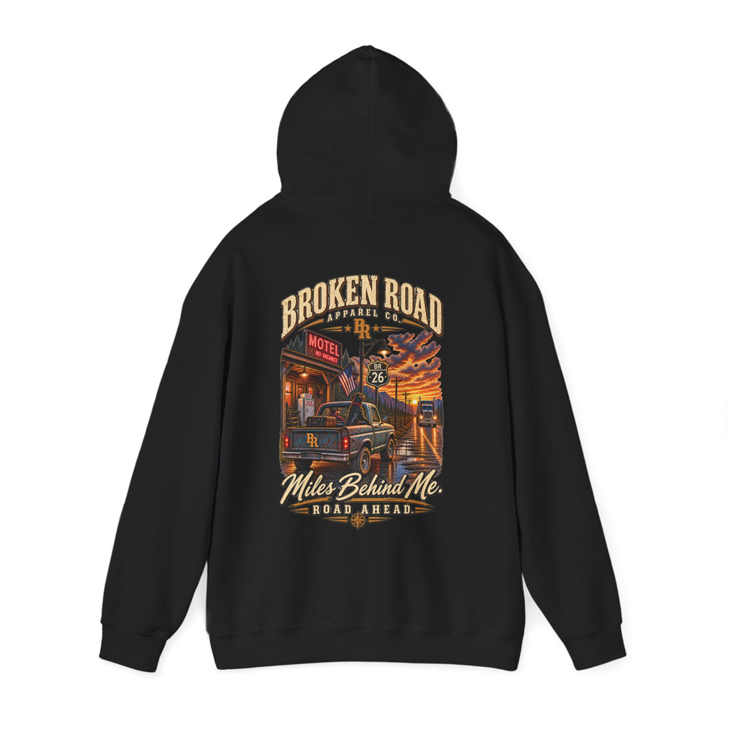Miles Behind Me. Road Ahead.™ | Heavy Blend Hoodie | Broken Road Apparel Co.
