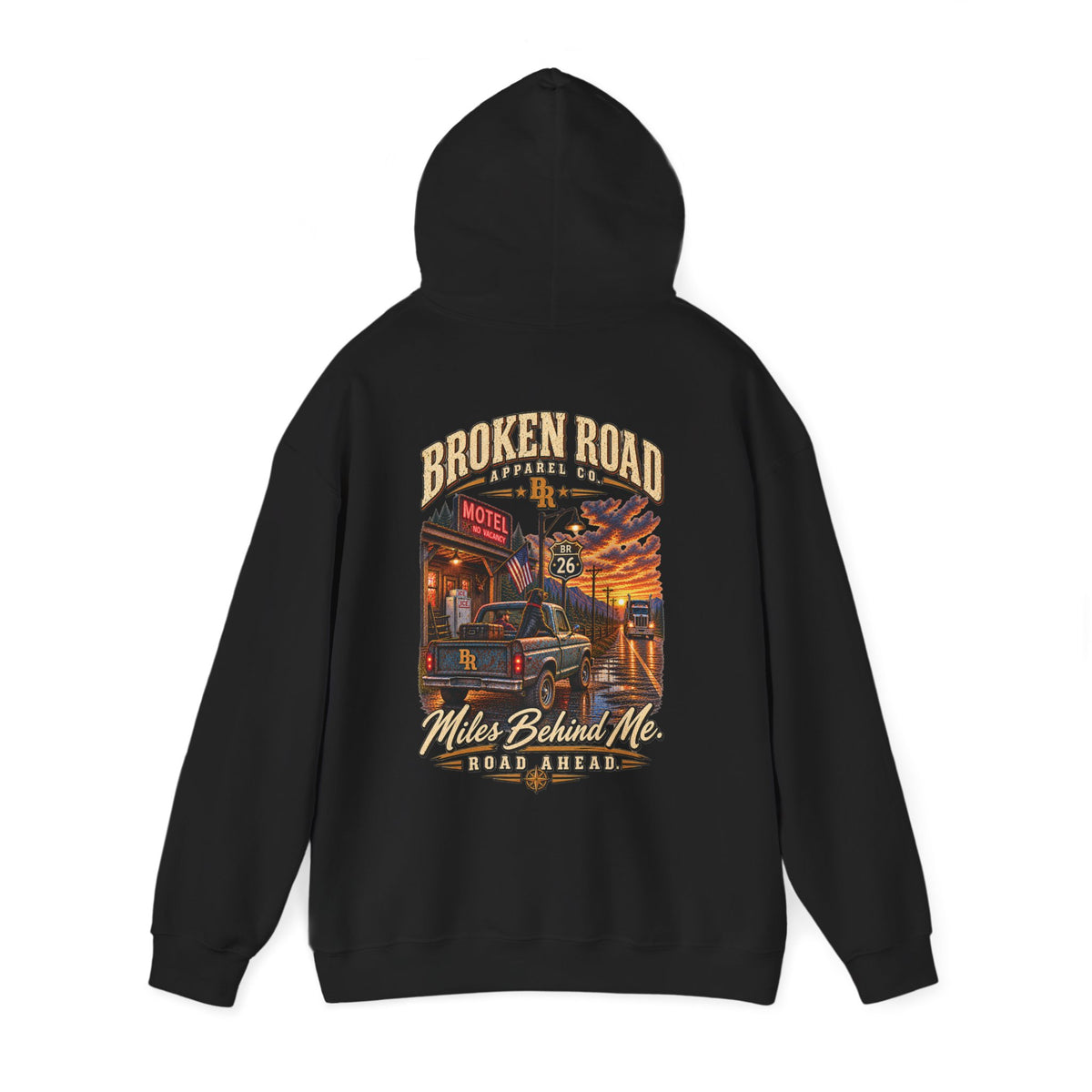 Miles Behind Me. Road Ahead.™ | Heavy Blend Hoodie | Broken Road Apparel Co.