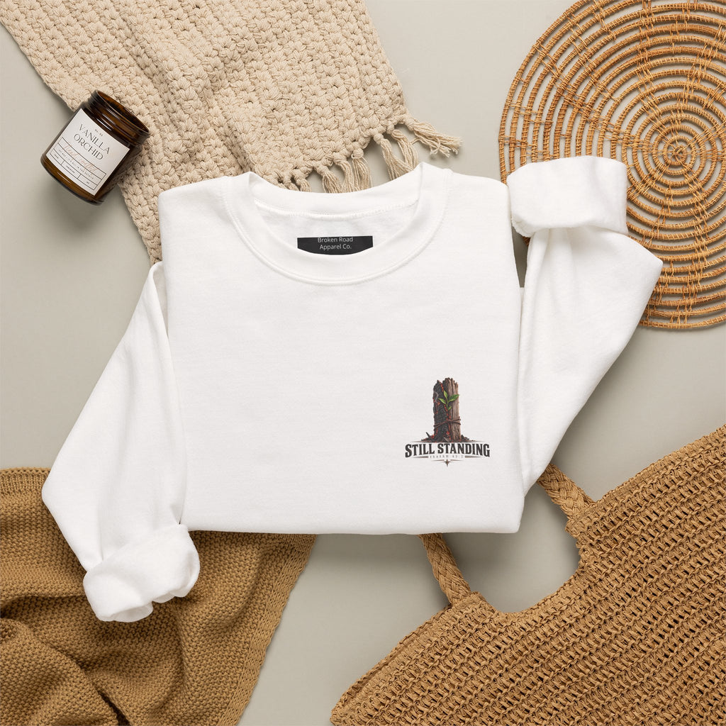 The Fire Didn't Take Me™ - The Narrow Road Collection | Heavy Blend Crewneck Sweatshirt | Broken Road Apparel Co.