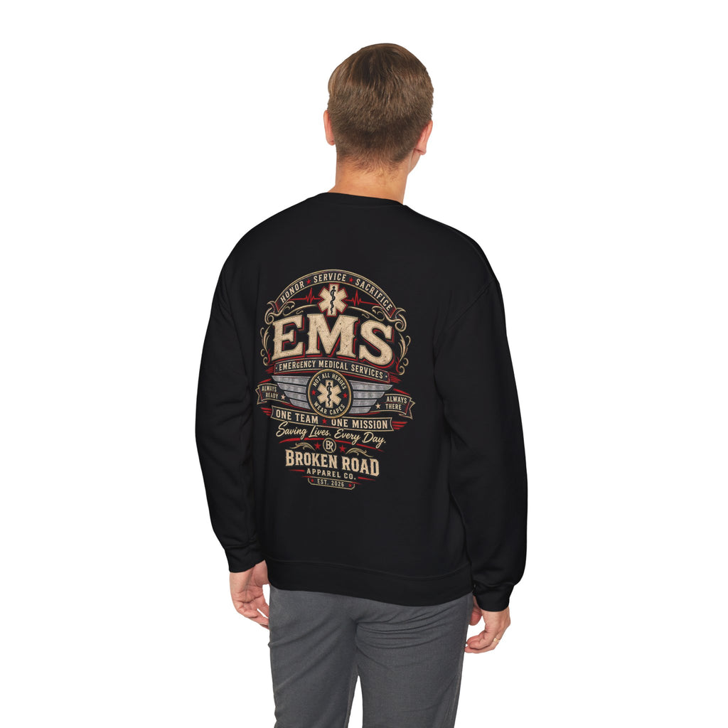 Honor • Service • Sacrifice™ - Broken Road Gear | EMS Heavy Blend Crewneck Sweatshirt | Broken Road Apparel Co.