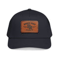 The Roadmark – Broken Road Leather Patch Trucker Hat / Mid Profile Baseball Cap with Leather Patch