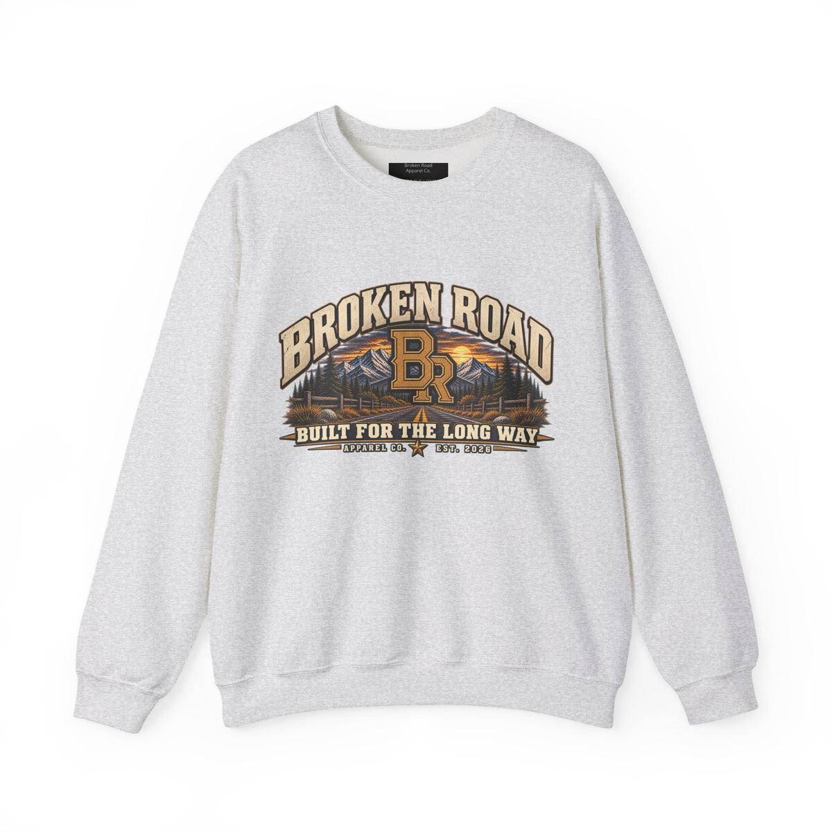 Built For The Long Way™ - Broken Road Gear | Heavy Blend Crewneck Sweatshirt | Broken Road Apparel Co.