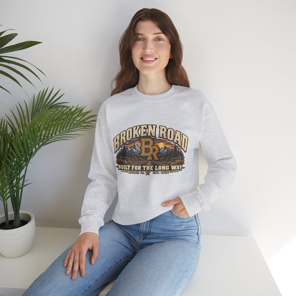Built For The Long Way™ - Broken Road Gear | Heavy Blend Crewneck Sweatshirt | Broken Road Apparel Co.