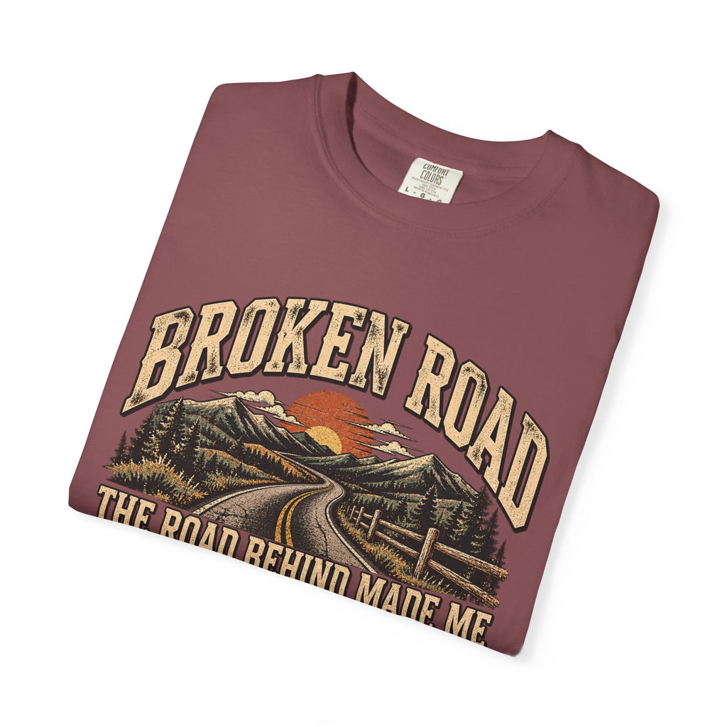 The Road Behind Made Me – Vintage Broken Road T-Shirt / Unisex Garment-Dyed T-shirt