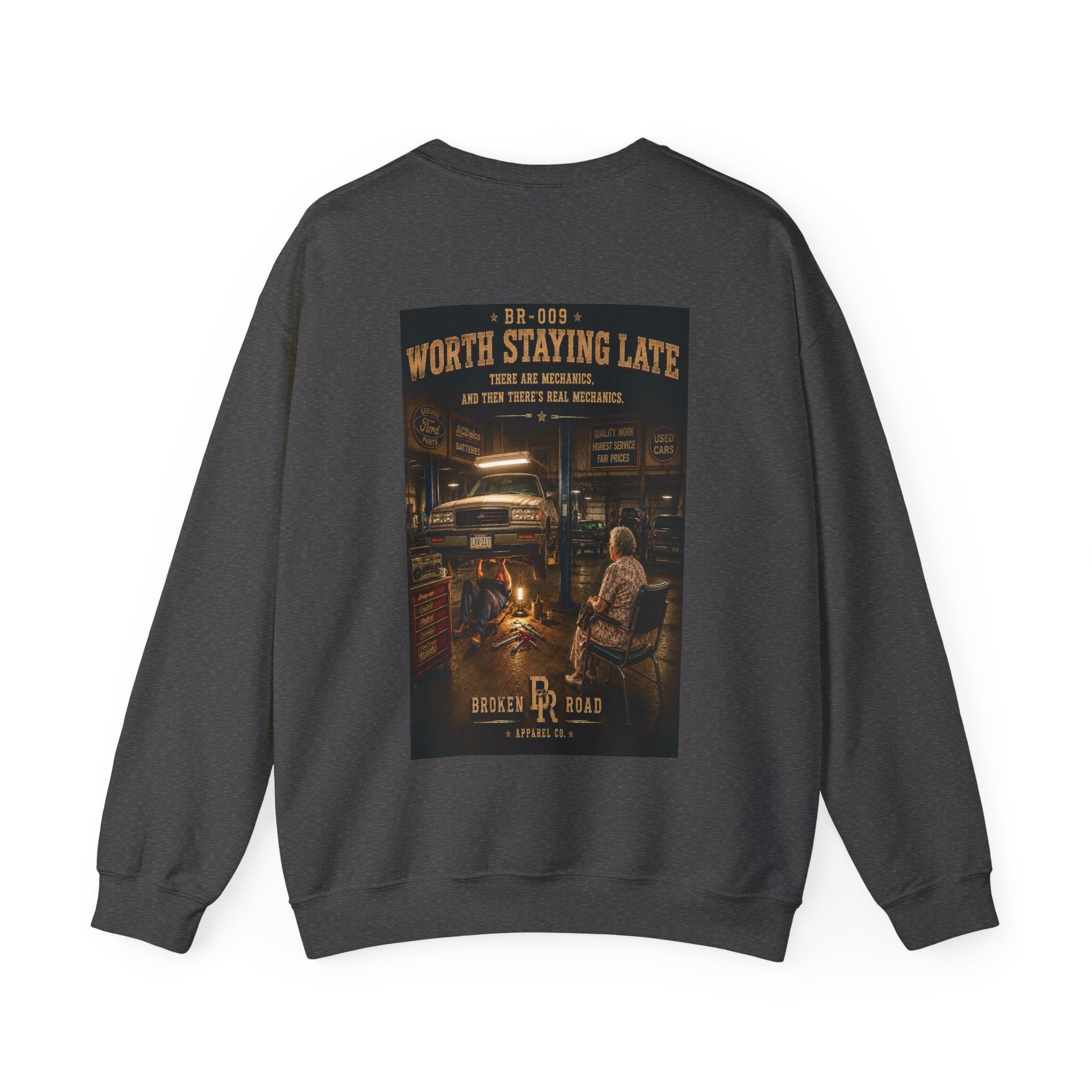 Worth Staying Late™ | Heavy Blend Crewneck Sweatshirt | Broken Road Apparel Co.